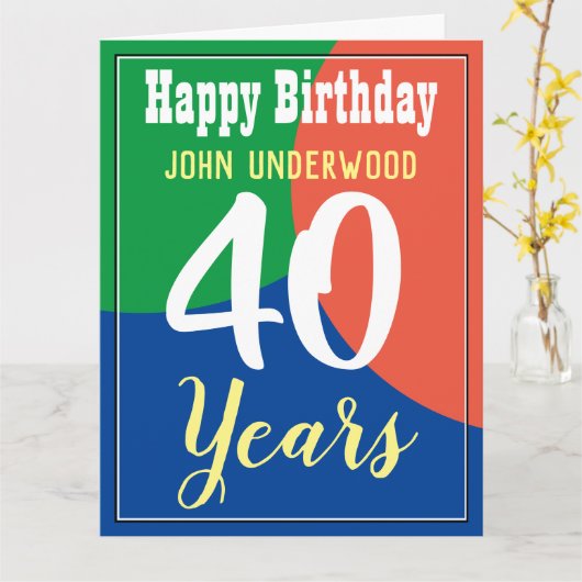 Bonne carte d'anniversaire 40e (Fleur jaune)