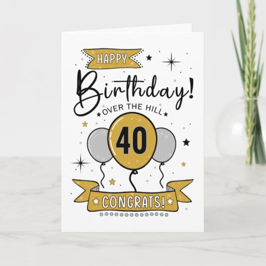 Bonne carte d'anniversaire 40e en or (Devant)