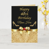 Bonne carte d'anniversaire 40e pour elle en 3 tail (Fleur jaune)