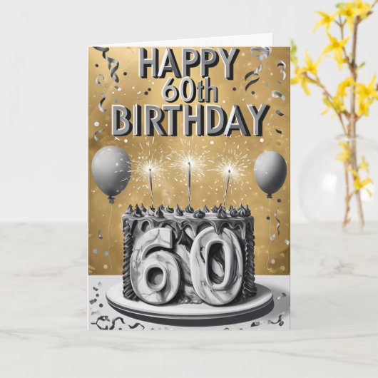 Bonne carte d'anniversaire 60e (Fleur jaune)
