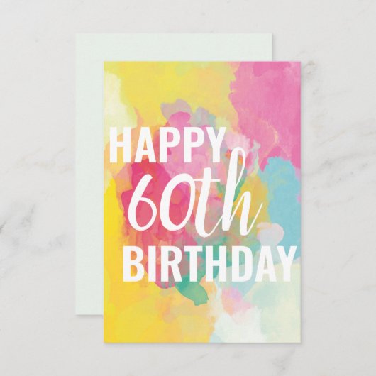 Bonne carte d'anniversaire 60e ("Watercolor Gradie (Devant / Derrière)