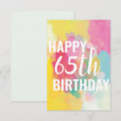 Bonne carte d'anniversaire 65e ("Watercolor Gradie (Devant / Derrière)