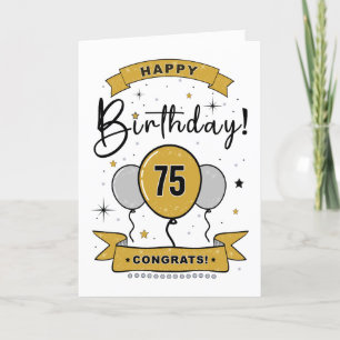 Bonne carte d'anniversaire 75e en or
