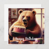 Bonne carte d'anniversaire à l'ours (Devant / Derrière)