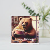 Bonne carte d'anniversaire à l'ours (Debout devant)