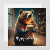 Bonne carte d'anniversaire à l'ours excité (Devant / Derrière)