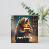 Bonne carte d'anniversaire à l'ours excité (Debout devant)