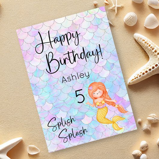 Bonne carte d'anniversaire à Mermaid