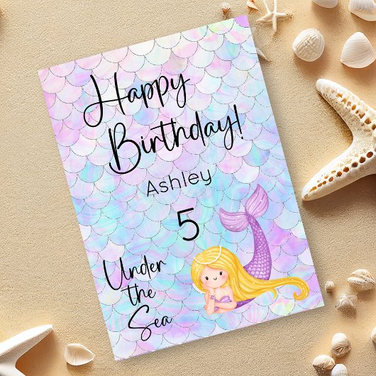 Bonne carte d'anniversaire à Mermaid