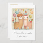 Bonne carte d'anniversaire Alpacas (Devant / Derrière)