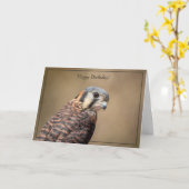 Bonne carte d'anniversaire American Kestrel (Fleur jaune)