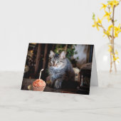 Bonne carte d'anniversaire avec chat (Fleur jaune)