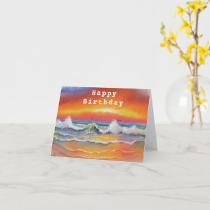 Bonne carte d'anniversaire avec coucher de soleil 