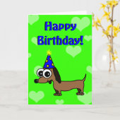 Bonne carte d'anniversaire avec Dachshund de dessi (Fleur jaune)