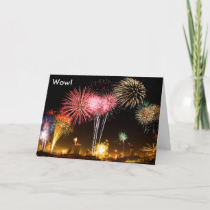 Bonne carte d'anniversaire avec Fireworks : Wow!