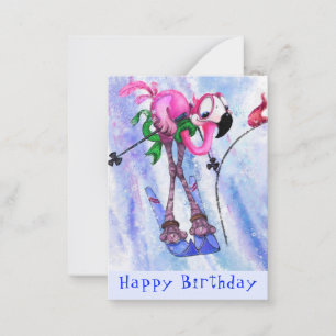 Bonne carte d'anniversaire avec Funny Pink Flamant
