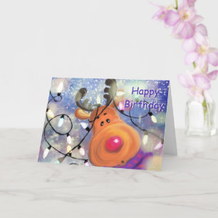 Bonne carte d'anniversaire avec Happy Reindeer - D