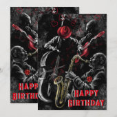 Bonne carte d'anniversaire avec Jazz Music Band (Devant / Derrière)