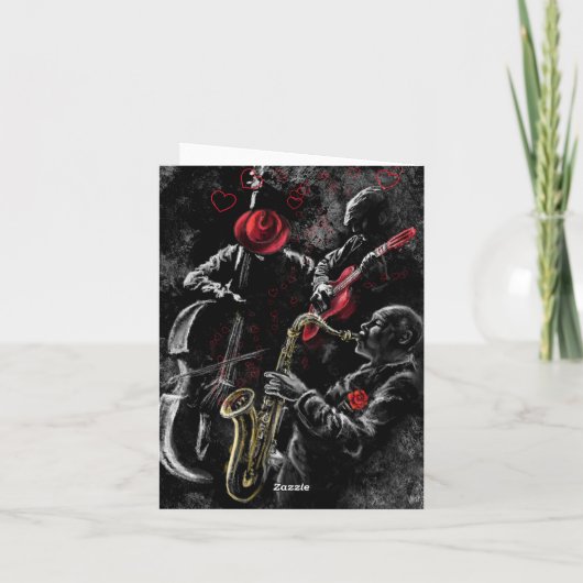 Bonne carte d'anniversaire avec Jazz Music - Peint (Dos)