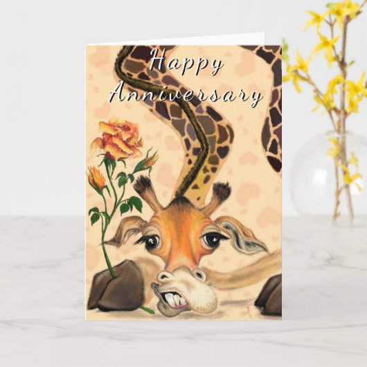 Bonne carte d'anniversaire avec la Giraffe romanti (Fleur jaune)