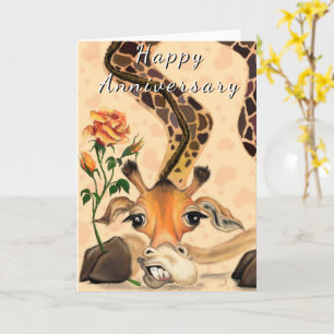 Bonne carte d'anniversaire avec la Giraffe romanti