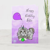 Bonne carte d'anniversaire avec Lhassa Apso Shih T (Devant)