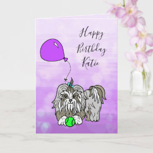 Bonne carte d'anniversaire avec Lhassa Apso Shih T
