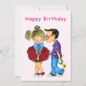 Bonne carte d'anniversaire avec mignon couple (Devant)