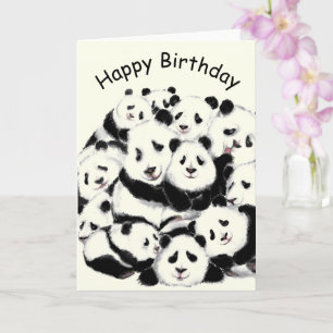 Bonne carte d'anniversaire avec Panda Family Funny