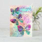 Bonne carte d'anniversaire avec papillons colorés (Debout devant)