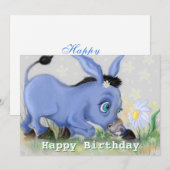 Bonne carte d'anniversaire avec petit âne et margu (Devant / Derrière)