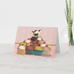 Bonne carte d'anniversaire avec petit ange de chat