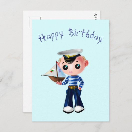 Bonne carte d'anniversaire avec Petit Garçon (Devant / Derrière)