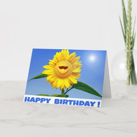 Bonne carte d'anniversaire avec tournesol drôle (Devant)