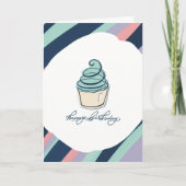 Bonne carte d'anniversaire avec un Cupcake et des  (Devant)
