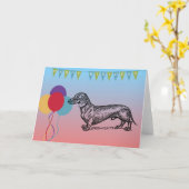 Bonne carte d'anniversaire avec Wiener Dog (Fleur jaune)