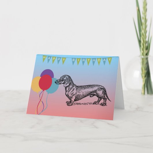 Bonne carte d'anniversaire avec Wiener Dog (Devant)