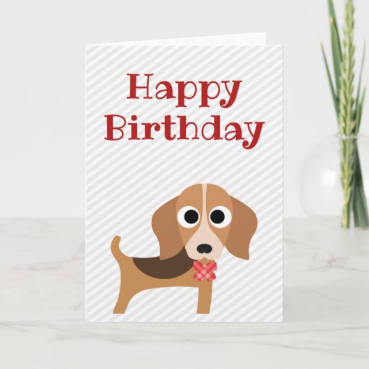 Bonne carte d'anniversaire Beagle chien blanc à l' (Devant)