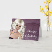 Bonne carte d'anniversaire - Blonde Imaginaire fem (Fleur jaune)