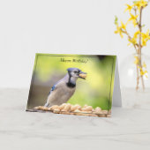 Bonne carte d'anniversaire Blue Jay (Fleur jaune)