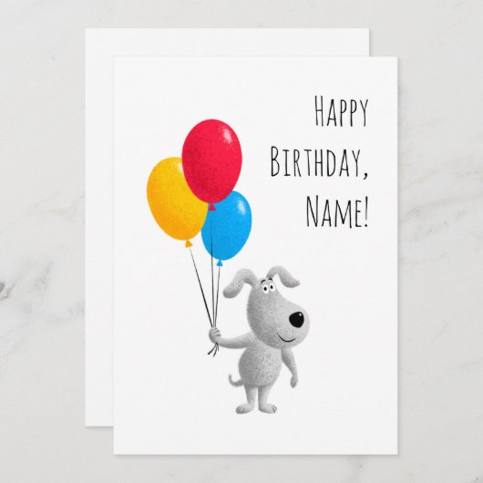 Bonne carte d'anniversaire Chien Chien Chiot Puppy (Devant / Derrière)