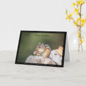 Bonne carte d'anniversaire Chipmunk (Fleur jaune)