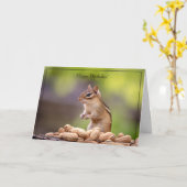 Bonne carte d'anniversaire Chipmunk (Fleur jaune)