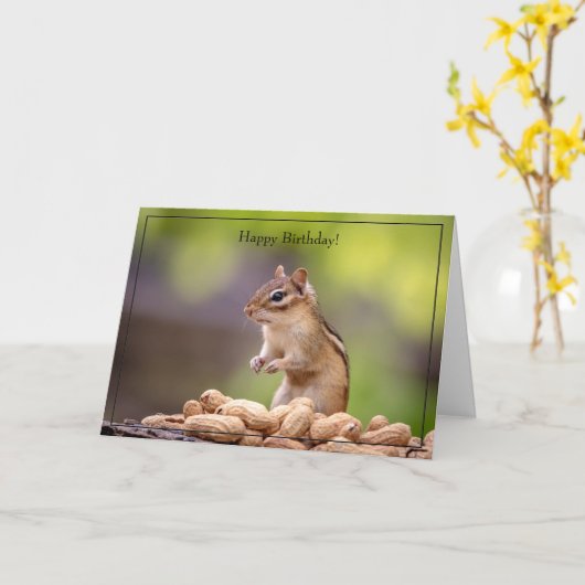 Bonne carte d'anniversaire Chipmunk (Fleur jaune)