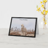 Bonne carte d'anniversaire Chouette de neige (Fleur jaune)