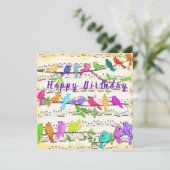 Bonne carte d'anniversaire Colorful Musical Birds  (Debout devant)