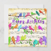 Bonne carte d'anniversaire Colorful Musical Birds  (Devant)