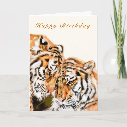 Bonne carte d'anniversaire Couple Tigers Hug (Devant)