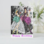 Bonne carte d'anniversaire Dames Boire du vin - Ch (Debout devant)