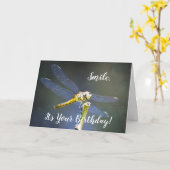 Bonne carte d'anniversaire de libellule (Fleur jaune)